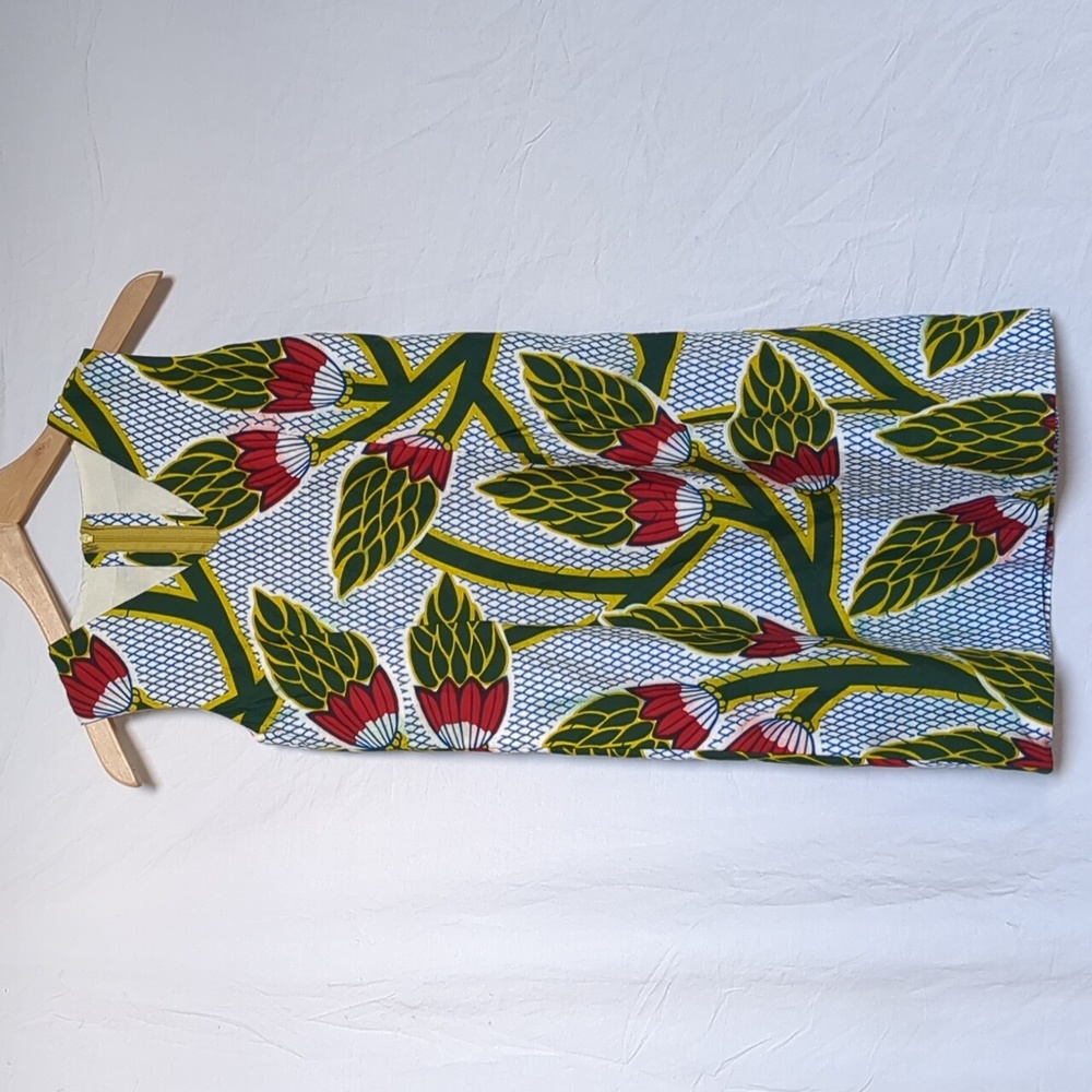 Block print dress lined artichoke XS